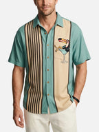 Cocktail Shirt | Men's Striped Toucan Short Sleeve Casual Shirt