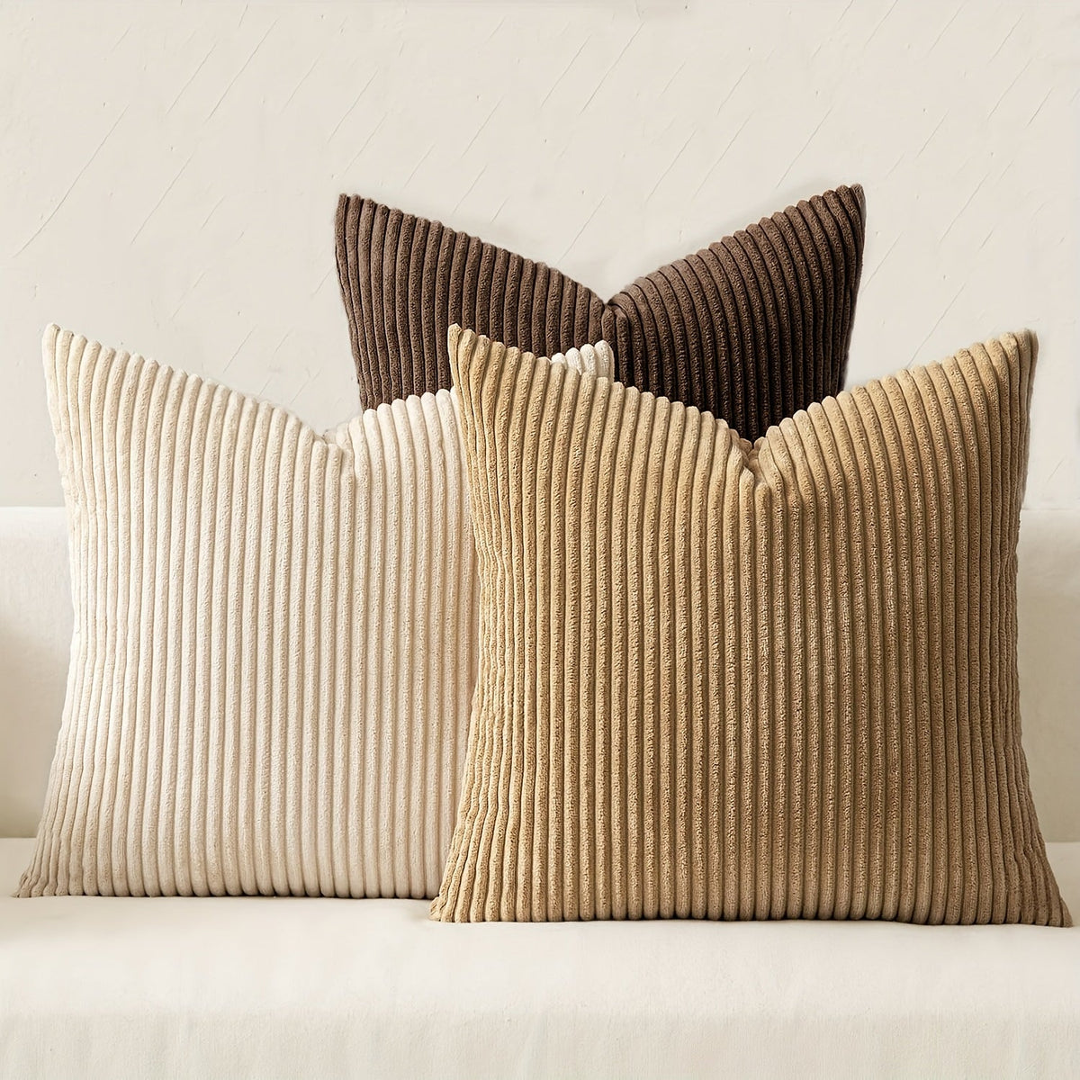 Una | Cushion Cover | Bohemian Rib Stripe, Soft Woven, Zip Closure