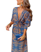Zelda | Women's Midi Dress | Formal, Blue, Green & Red