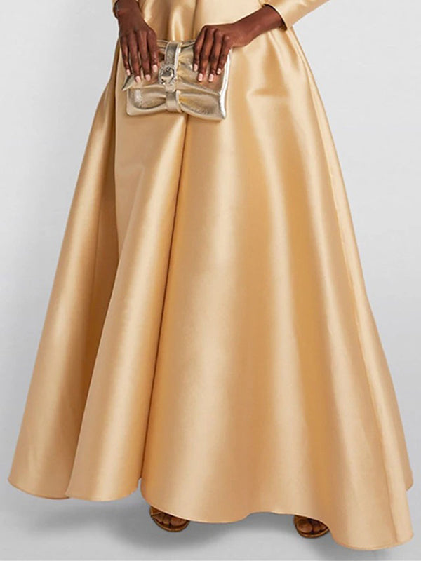 Lena | Maxi Dress | A-Line, High Waist, V-Neck, Long Sleeve | Pleated
