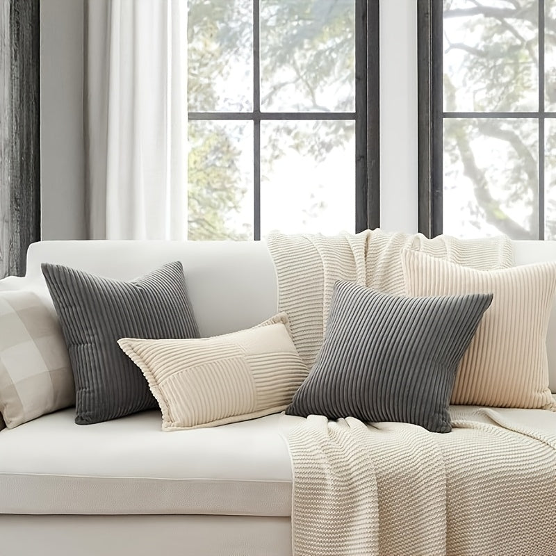 Una | Cushion Cover | Bohemian Rib Stripe, Soft Woven, Zip Closure
