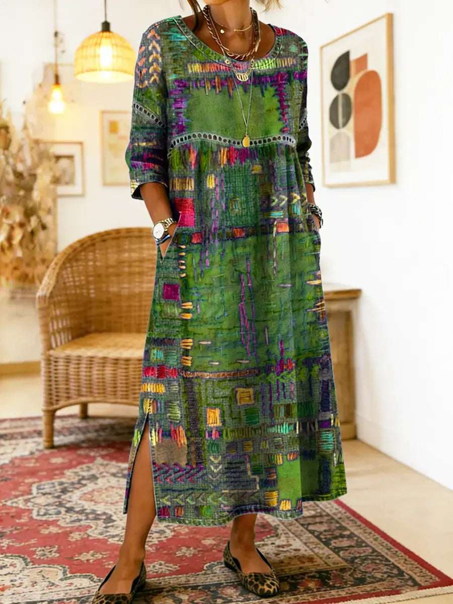 Uma | Denim Dress | Ethnic Patchwork, Loose Fit | Women's Summer