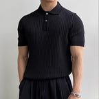 Liora | Men's Polo Shirt | Knitted Cotton, Ribbed Collar | Green, Black, Brown