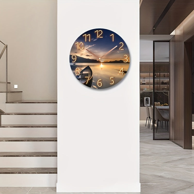 Nora | Wall Clock | 12-Inch Round, Silent, Glass Frame | Modern Design