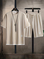 Dahlia | Men's Two-Piece Set | Waffle Fabric, Relaxed Fit | T-Shirt & Shorts