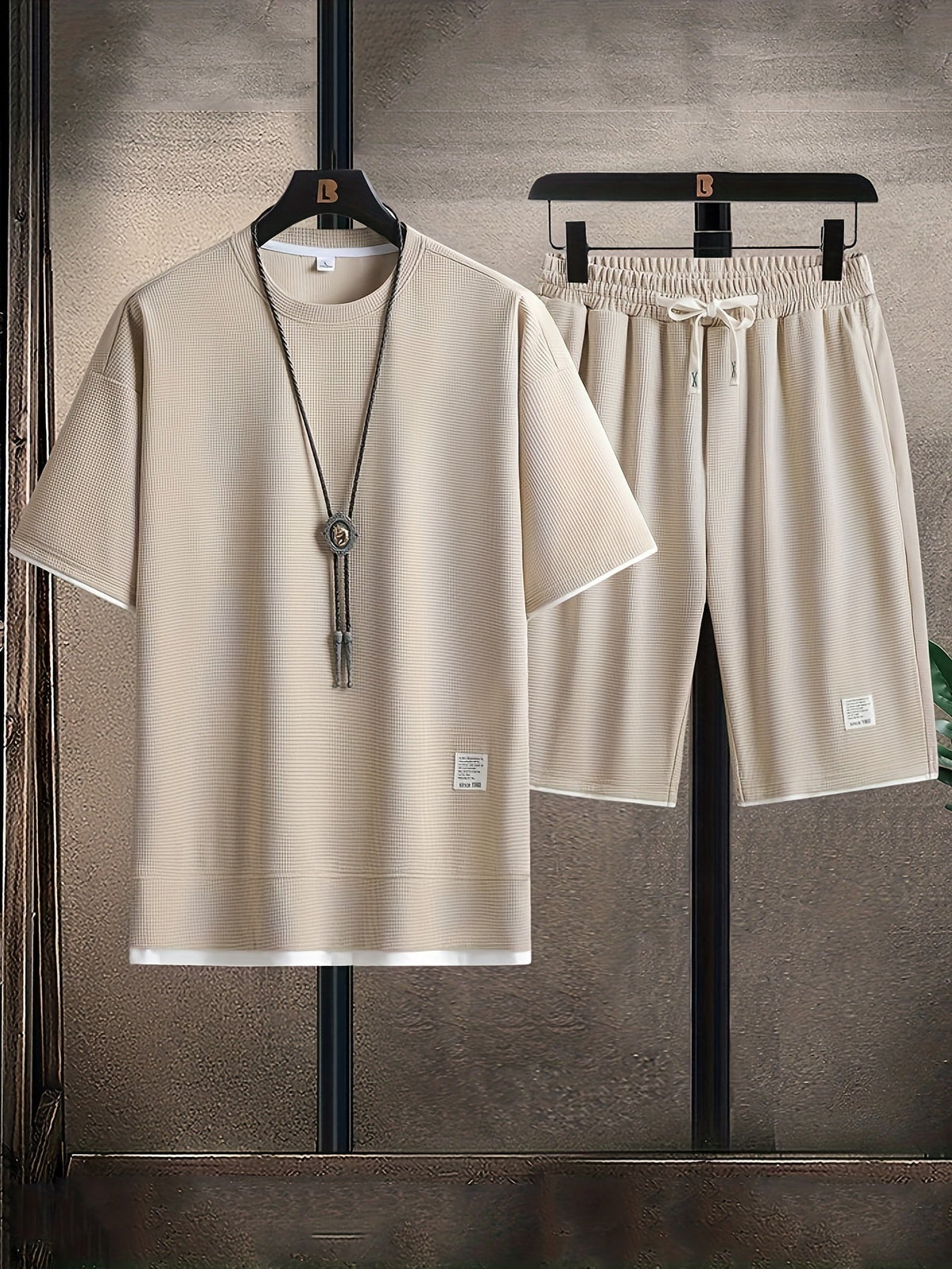 Dahlia | Men's Two-Piece Set | Waffle Fabric, Relaxed Fit | T-Shirt & Shorts