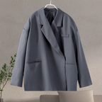 Women Oversized Blazer Notch Lapel Long Sleeve Button Cuffs | Nina