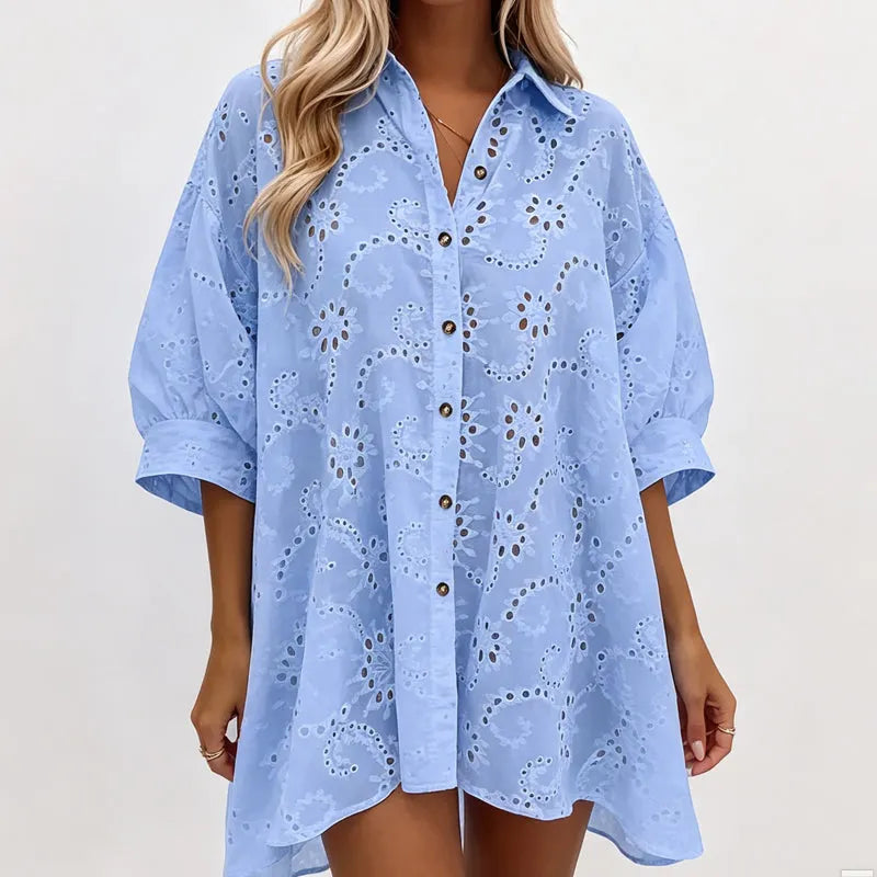 Jolie | Embroidered Button Dress | Women's Summer Dress | Oversized Fit