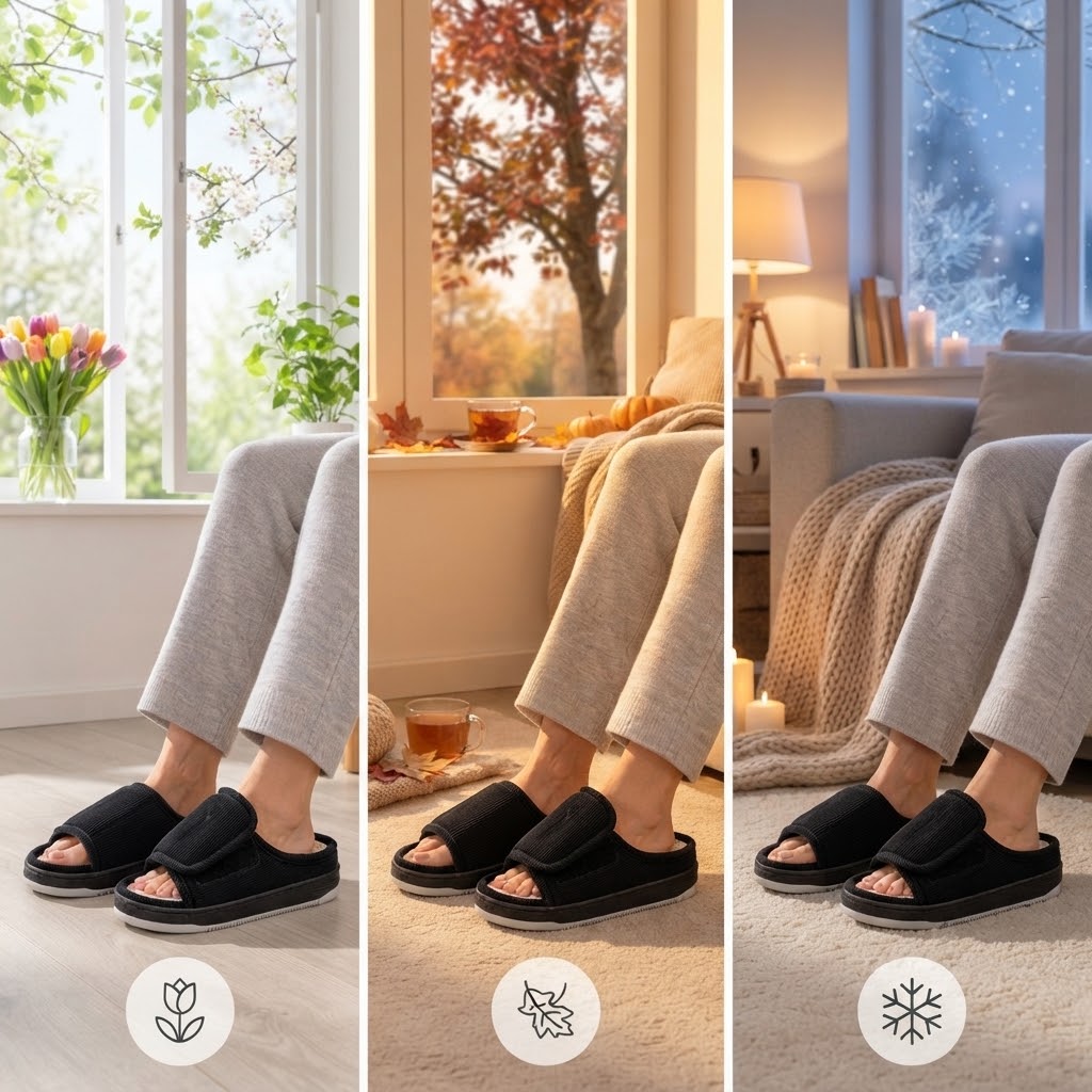 Corduroy Slippers | Unisex Extra Wide Fit Non Slip Padded Sole