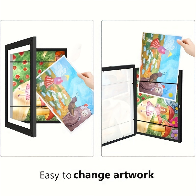 Mila | Photo Frames Set | A4 Wooden Wall Mount, Magnetic | Black, 2pcs