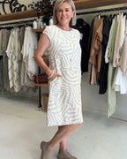 Summer Dress Women Lightweight Breathable Round Neck Midi Length