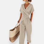 Women 2 Piece Wide Leg Pants Set Draped Bow