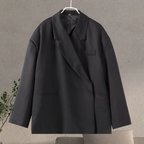 Women Oversized Blazer Notch Lapel Long Sleeve Button Cuffs | Nina