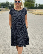 Summer Dress Women Lightweight Breathable Round Neck Midi Length