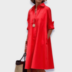 Gigi | Women's Midi Shirt Dress | Long Sleeve, Polo Collar