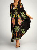 Anouk | Tropical Print Dress | Drop Shoulder, Coconut Tree | Loose Fit
