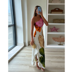 Women Asymmetric One Shoulder Maxi Dress Floral Print