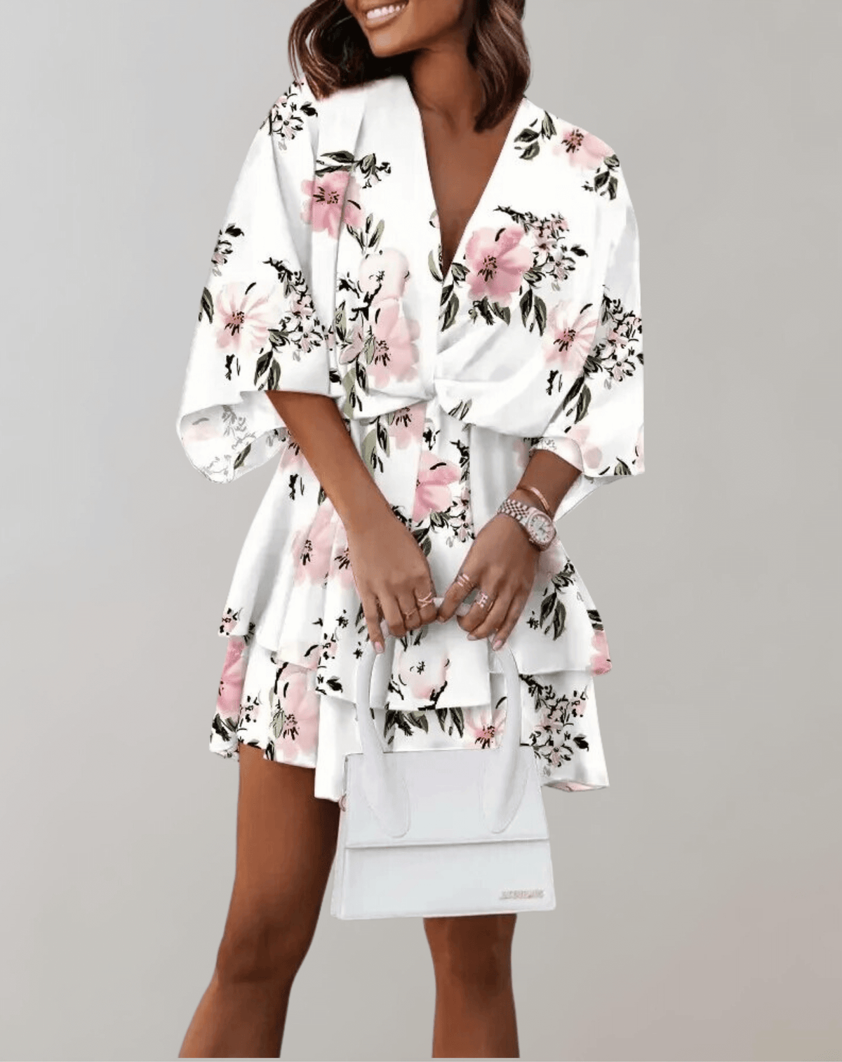 Eira | Midi Dress | Batwing Sleeve, V-Neck | Women's Spring Summer