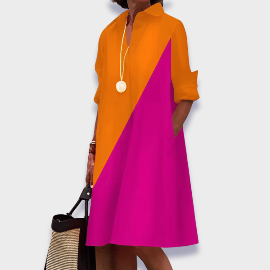Gigi | Women's Midi Shirt Dress | Long Sleeve, Polo Collar