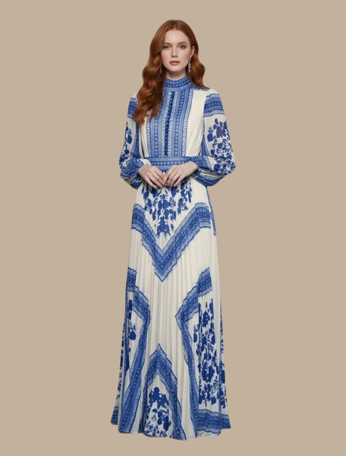 Women's Pleated Maxi Evening Dress | Formal, Flowy | Zelda