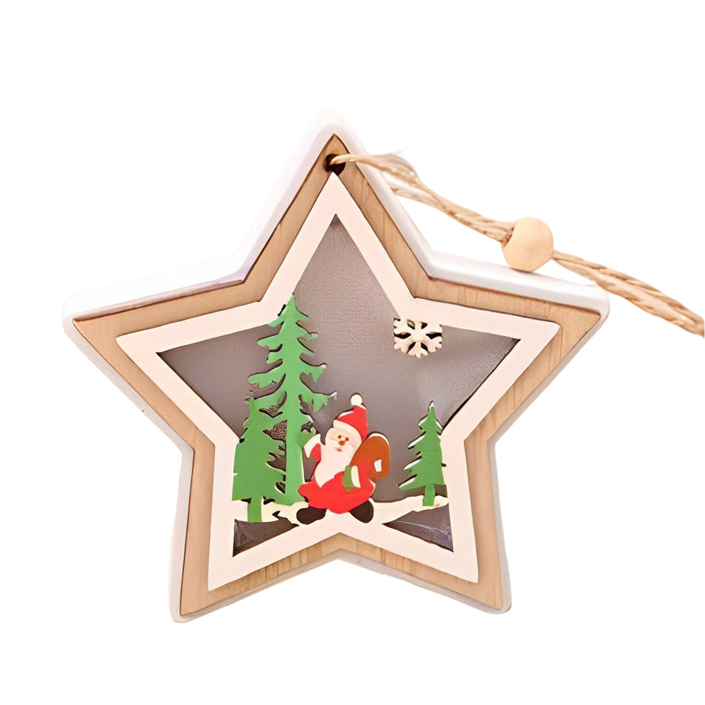 Soraya | Wooden Christmas Ornaments | Set of 2, Button Battery, Modern