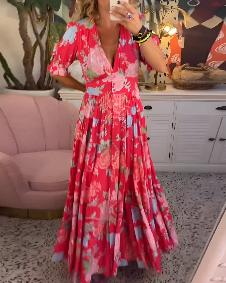 Mira | Floral V-Neck Pocket Dress | Women's Summer