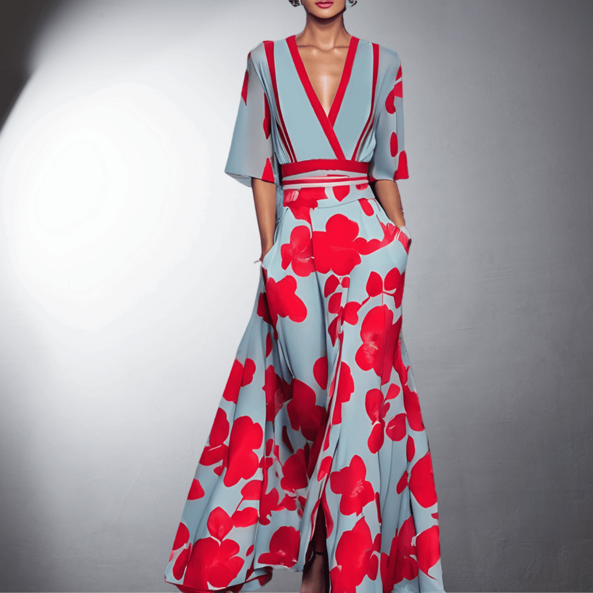 Floral dress women sleeved with feminine floral print