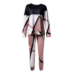 Women 2 Piece Lounge Set O-Neck Sweater Wide Leg Pants