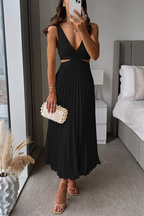 Jade | Satin Midi Dress | Pleated, Flowing | Women's Evening Wear