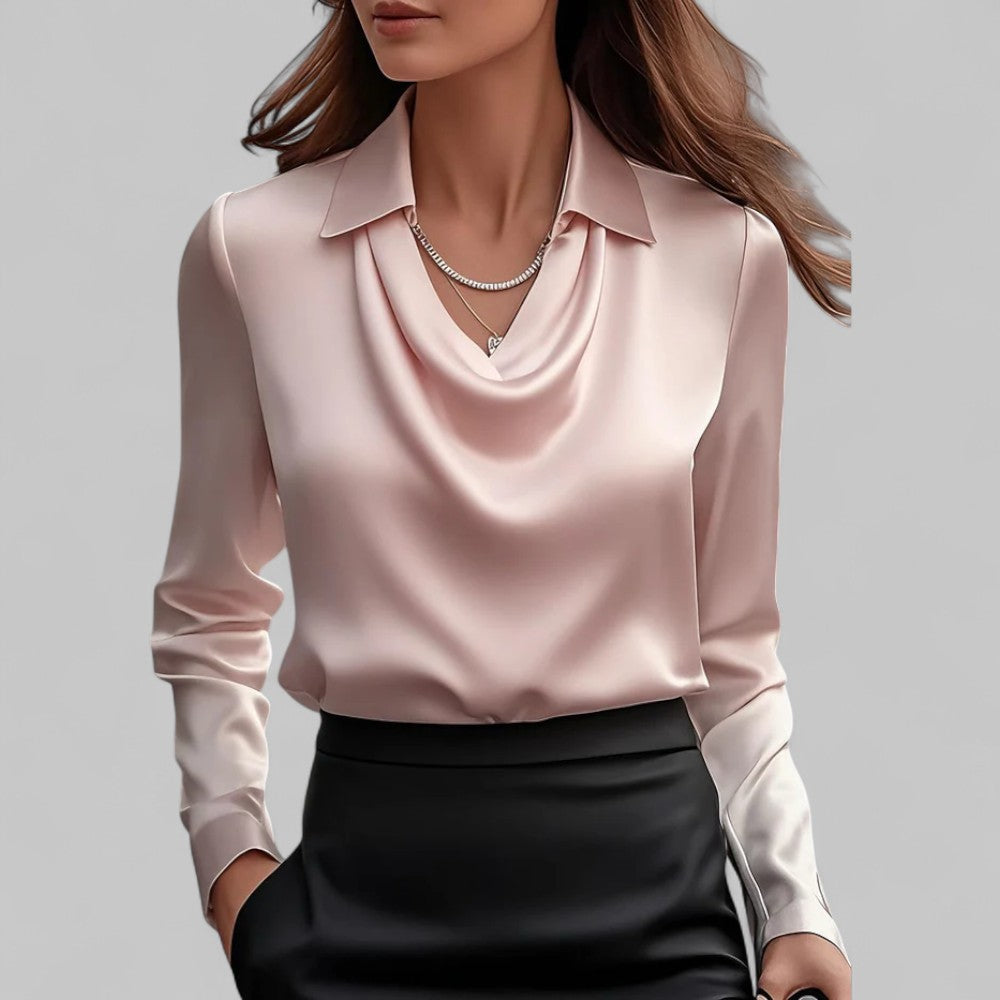 Nina | Women's Blouse | Draped Collar, Regular Fit | Business Casual
