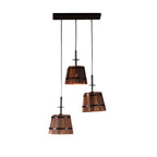 Anouk | Pendant Lamp | Rustic Wooden Bucket Shade, Industrial | 1 or 3 Light