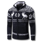 Christmas Jumper Men | Jacquard Full-Zip Knit Stand Collar Sweater
