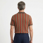 Resort Wear Men Knit Polo Shirt Vertical Stripe | Embla
