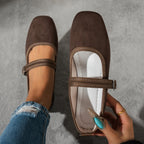 Women Orthopedic Flats Mary Jane Square Toe Adjustable Strap