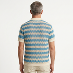 Resort Wear Men Knit Polo Shirt Vertical Stripes Camp Collar | Aria