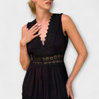 Women Lace Dress V-Neck Sleeveless Midi A-Line | Zinnia