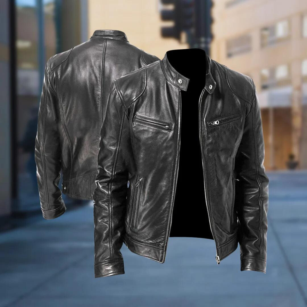 Fleur | Men's Leather Jacket | Classic Bomber, Slim Fit | Genuine Leather