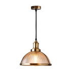 Indra | Pendant Lamp | Retro Striped Glass Shade, 1-Light | Chrome & Bronze