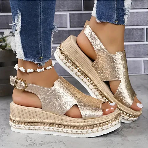 Women Platform Sandals Open Toe Adjustable Straps
