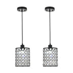 Amara | Crystal Pendant Chandelier | Nordic Minimalist, 2 Pcs | Black & Chrome