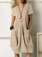 Women Casual Dress with Pockets A-Line Knee Length