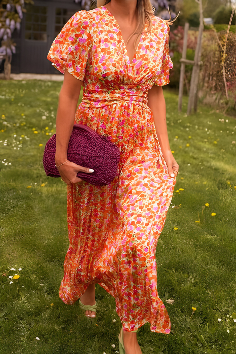 Iris | Maxi Dress | V-Neck, Floral, Fitted Waist | Summer Women