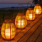 Maren | Solar Lantern Outdoor | Portable, Waterproof, Wood-Look | Warm White LED