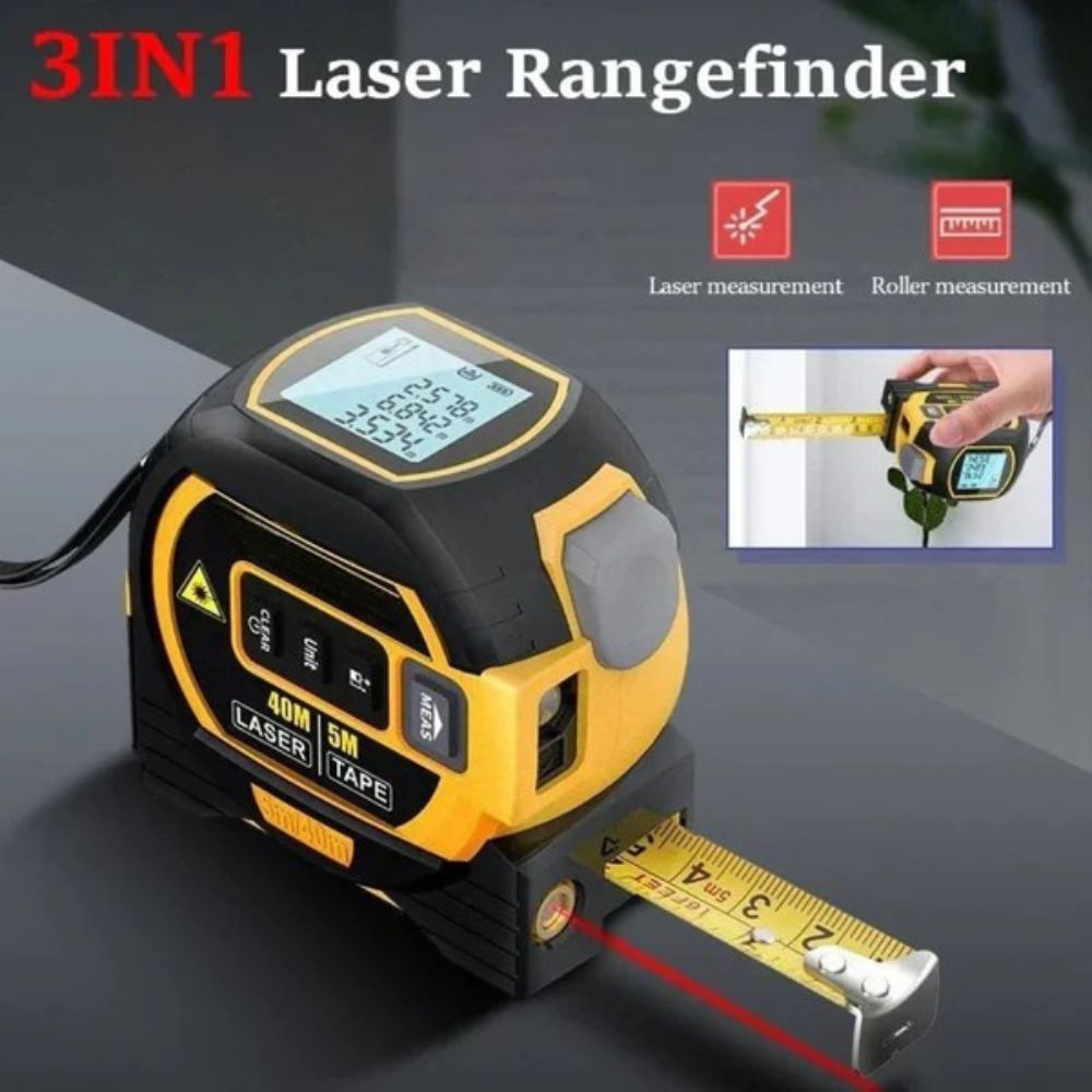 Wynne | Laser Tape Measure 3-in-1 | Infrared Rangefinder, LCD Display | 16.4 ft