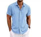 Xanthe | Men's Linen Shirt | Short Sleeve, Double Button | Lightweight Summer