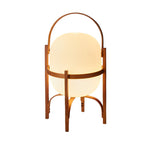 Delphine | Lantern Table Lamp | Portable, Glass Shade | Wood & Walnut