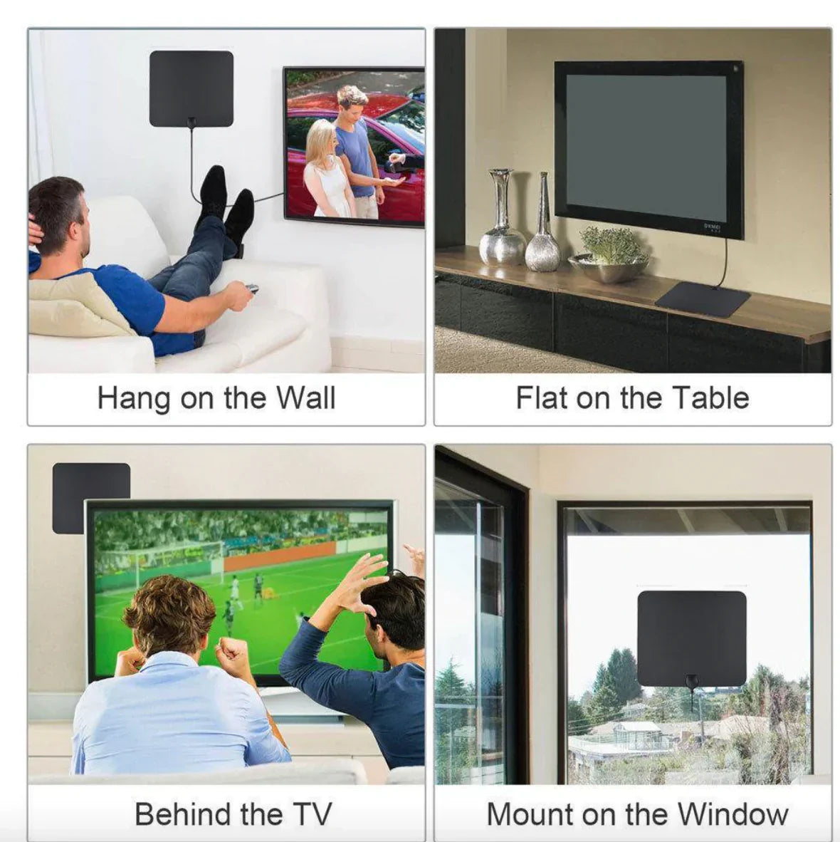 Anouk | HDTV Antenna | 300-Mile Range, Signal Booster | Black, Indoor