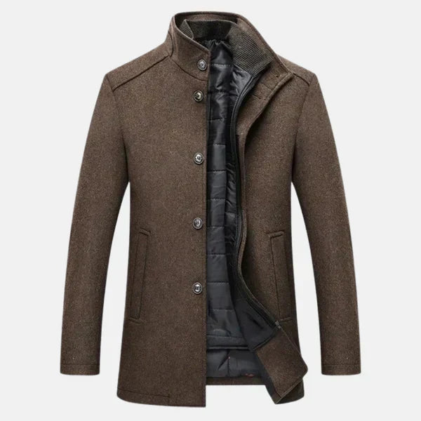 Rhea | Men's Wool Coat | Stand Collar, Quilted Lining | Autumn Winter