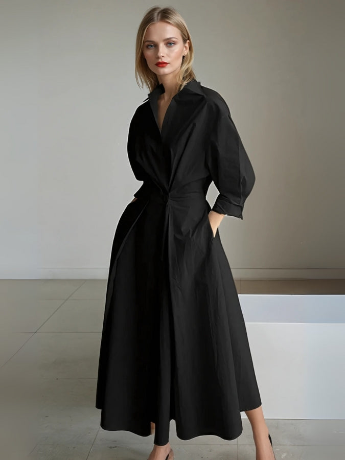 Shirt Dress Women Pleated Belt Lightweight | Quinn