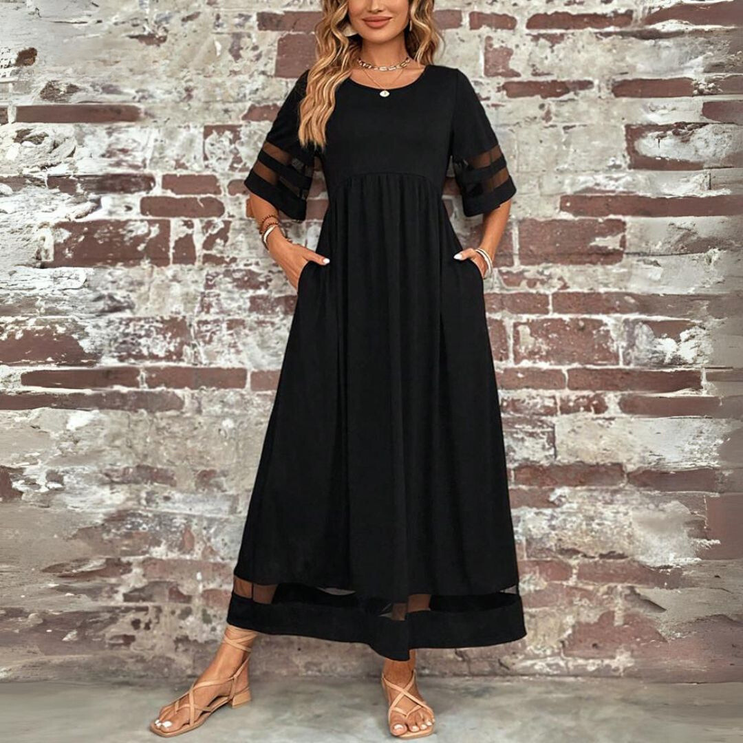 Women Midi Dress Tummy Smoothing Empire Waist